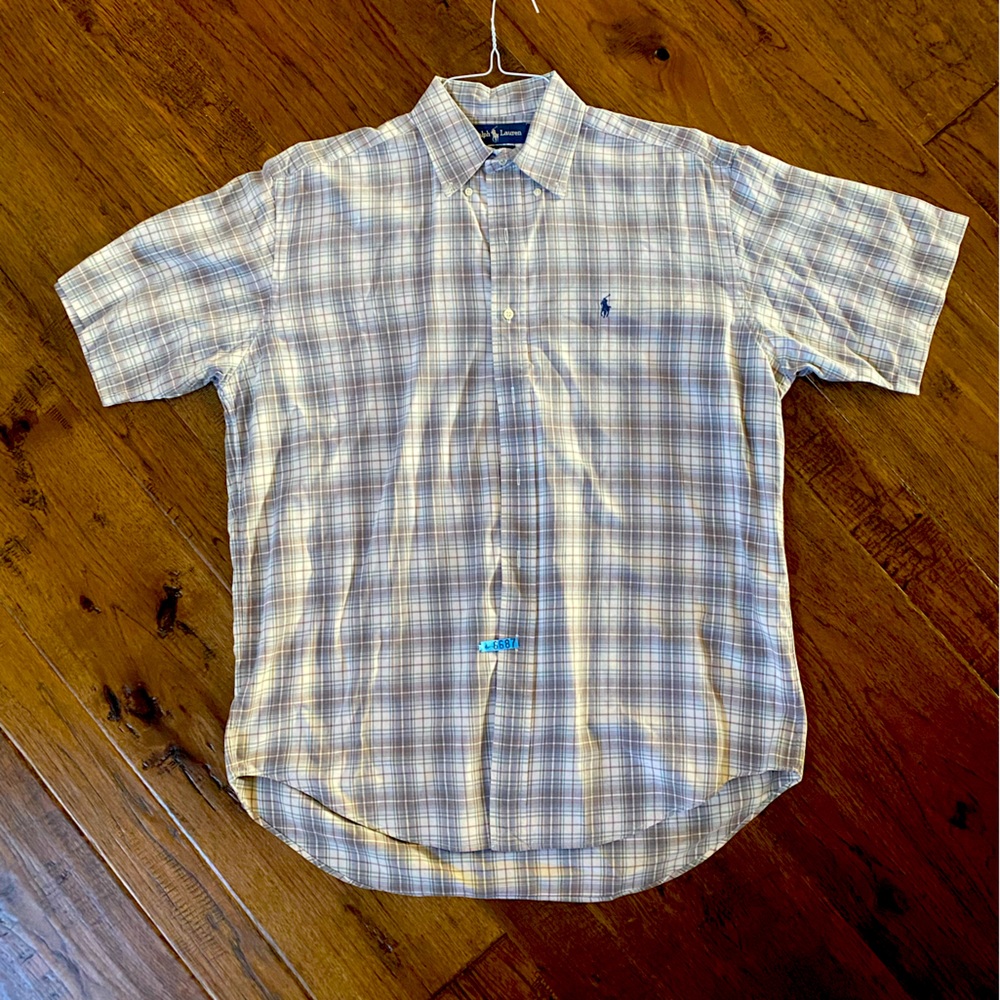 Ralph Lauren Blake Mens Button Front Short Sleeve Shirt Size M 100% Cotton